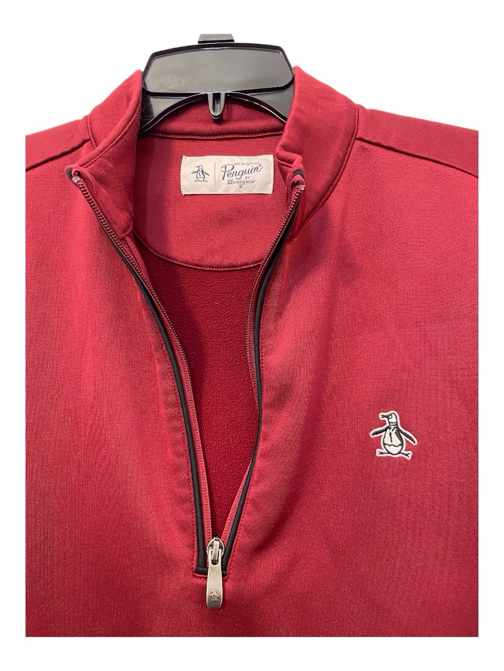 Original Penguin Men's Red Quarter-Zip Pullover,L - Picture 2 of 5